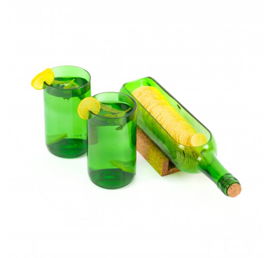 Wine Bottle Platter With Glasses