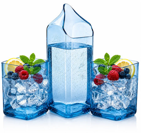 Bombay Sapphire Glasses Set of 2 With Jug – Handmade Upcycled Drinkware