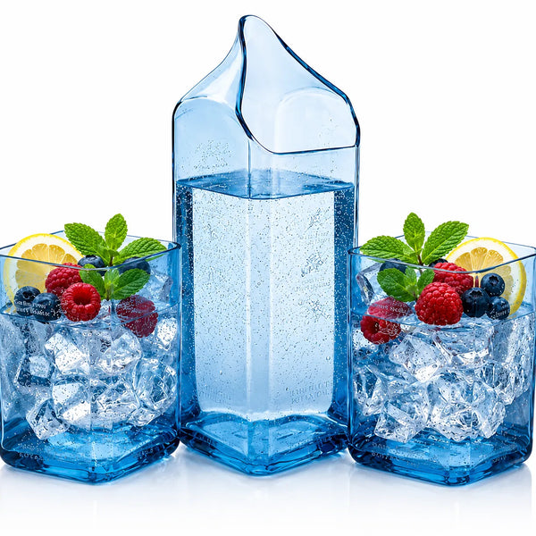 Bombay Sapphire Glasses Set of 2 With Jug – Handmade Upcycled Drinkware
