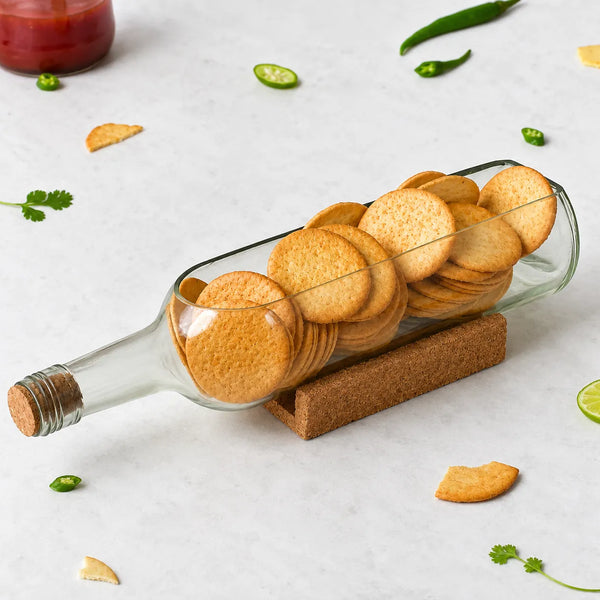Upcycled Transparent Wine Bottle Platter β Handmade Recycled Glass Serving Tray