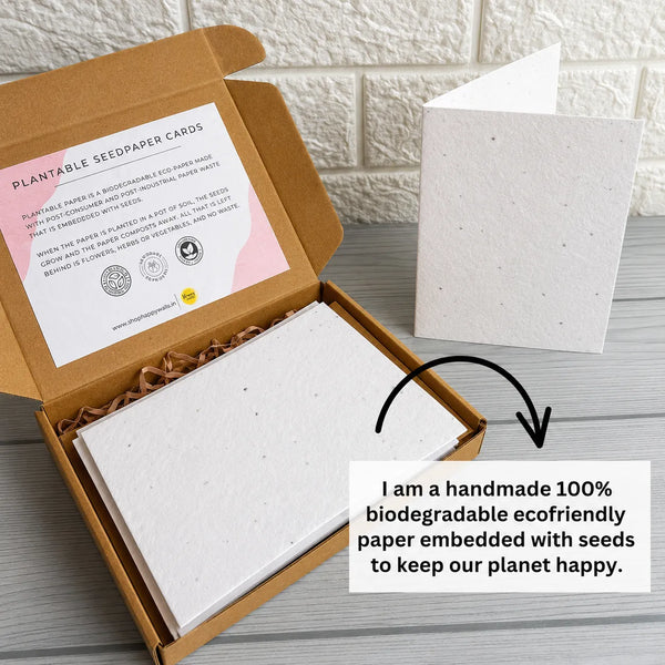 Seed Paper Set of 4 Plantable DIY Greeting Cards with Kraft Envelopes