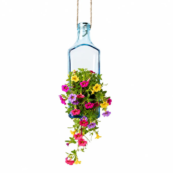 Sapphire Bottle Hanging Planter – Upcycled Glass Planter