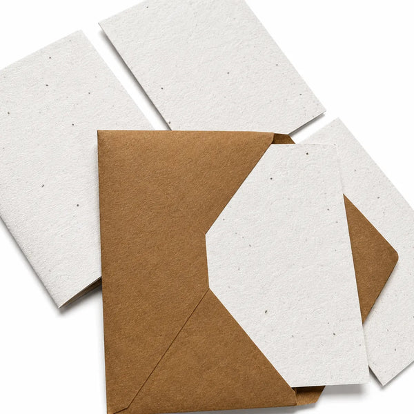 Seed Paper Set of 4 Plantable DIY Greeting Cards with Kraft Envelopes