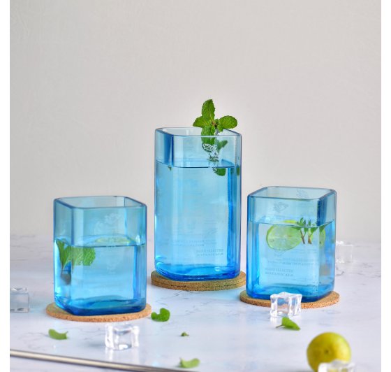 Hand Crafted Bombay Sapphire Gin Glasses Set of Three