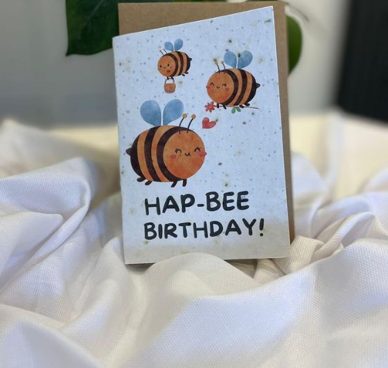 Plantable Seed Paper Birthday Card β Bee Cute Eco Friendly Greeting Card with Basil Seeds