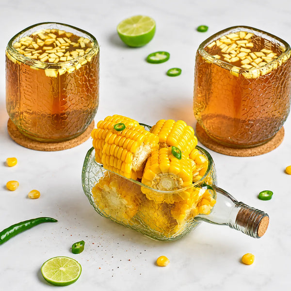 Old Monk Serving Set – Upcycled Rum Glasses & Serving Platter Gift Set