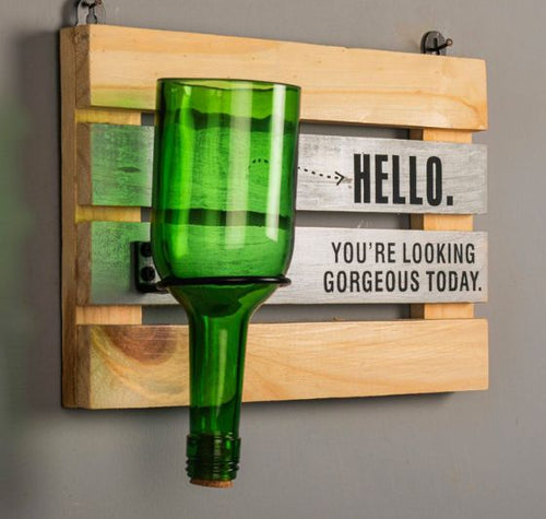 Load image into Gallery viewer, "Hello Gorgeous" Upcycled Wine Bottle Planter