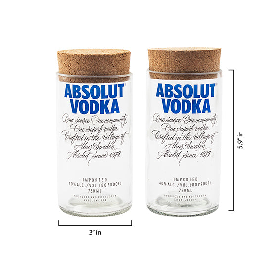 Absolut Top Cut Bottle Jars (Set of Two)