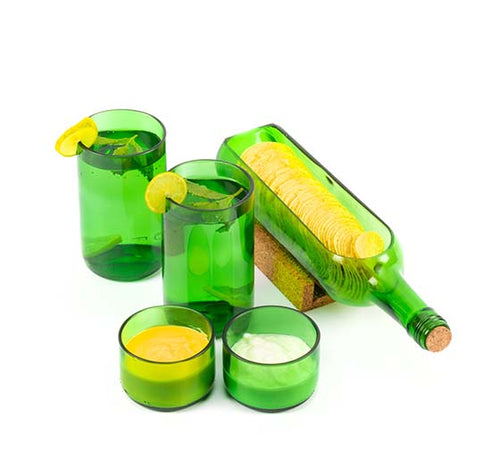 Load image into Gallery viewer, Green Wine Platter Serving Set Includes 1pc Platter, 1pc Cork Stand, 2pcs Glasses and 2pcs Dips