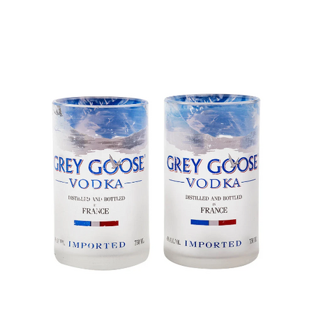 Grey Goose Glasses Set of Two Includes 1pc Platter, 1pc Cork Stand, 2pcs Glasses and 2pcs Dips