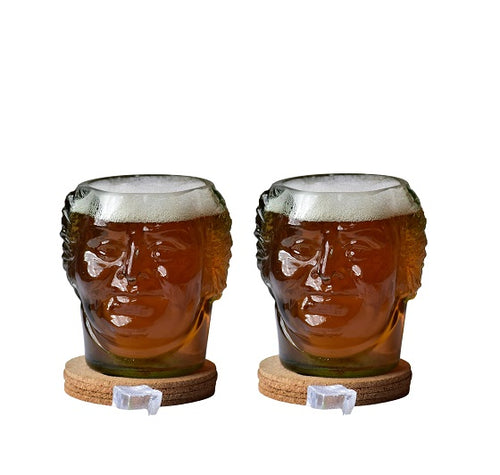 Load image into Gallery viewer, Hand Crafted Old Monk Quirky Glasses Set of 2