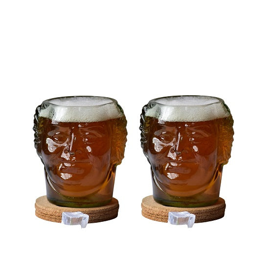 Hand Crafted Old Monk Quirky Glasses Set of 2