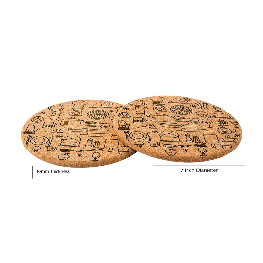 Round Shape Cork Hot Trivets & Coasters Set of 2 – Heat Resistant Table Mats