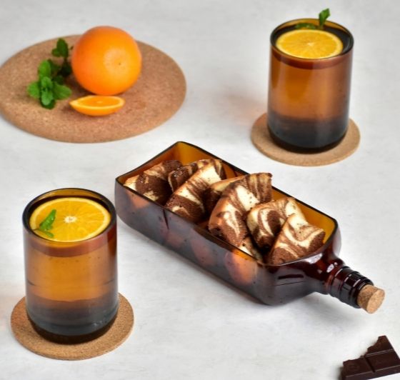 Ballantine Bottle Platter With Glasses