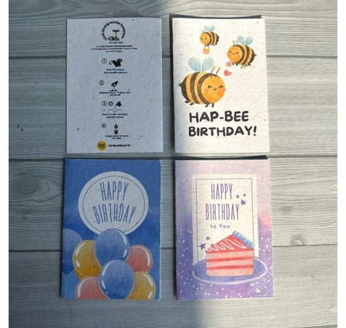Load image into Gallery viewer, Seed Paper Set of 4 Plantable Birthday Greeting Cards
