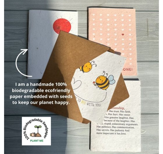 Express love the eco-friendly way with 4 plantable greeting cards embedded with seeds