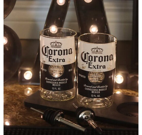 Load image into Gallery viewer, Sustainable and Eco Friendly Upcycled Corona Beer Glasses Set of two
