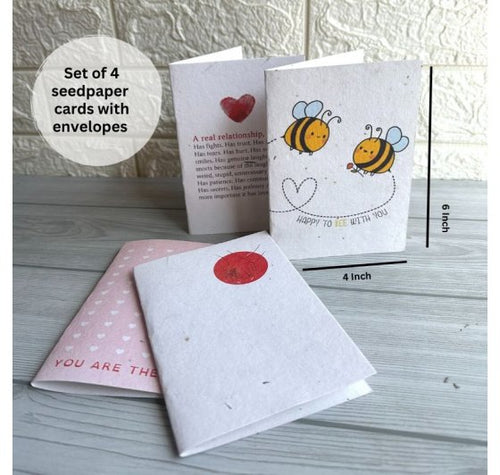 Load image into Gallery viewer, Seed Paper Set of 4 Plantable Love You Greeting Cards - A perfect buy for wishing someone you love
