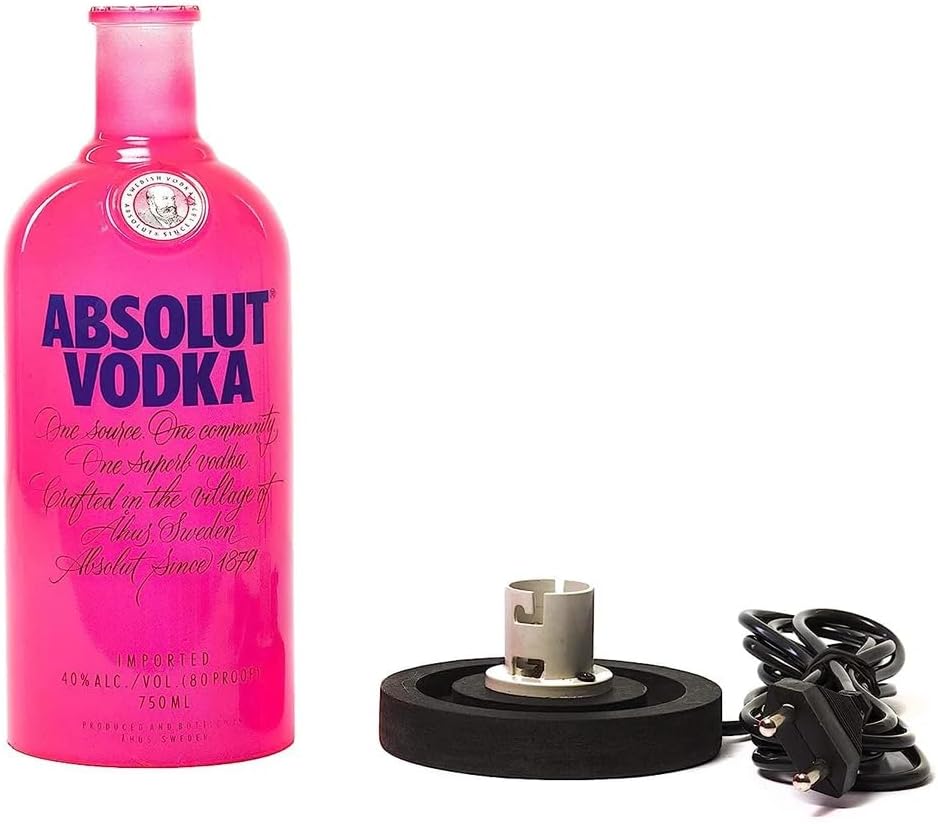 Upcycled Absolut Bottle Lamp with Gift Box – Handmade Table Lamp