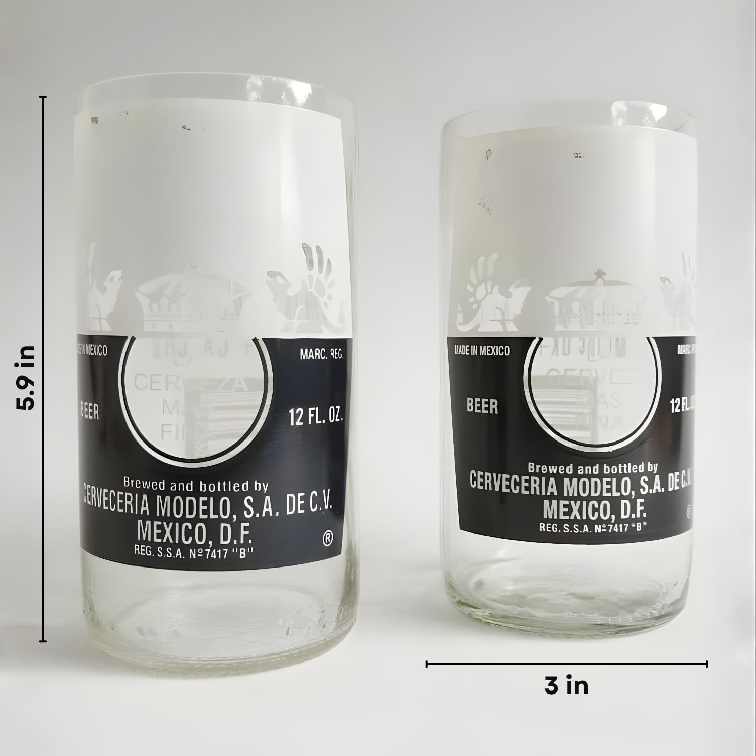 Upcycled Corona Beer Glasses Set of 2 – Handmade Eco-Friendly Barware