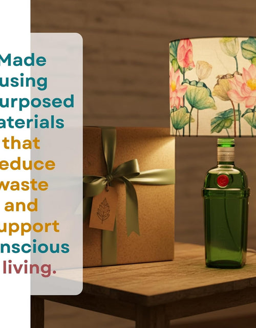 Load image into Gallery viewer, Upcycled Tanqueray Bottle Lotus Shade Lamp – Handmade Gin Bottle Table Lamp
