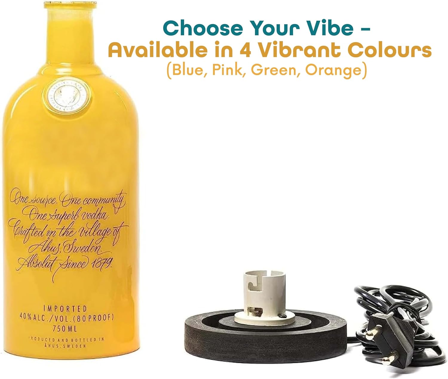 Upcycled Absolut Bottle Lamp with Gift Box – Handmade Table Lamp