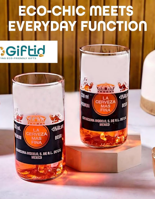 Load image into Gallery viewer, Upcycled Corona Beer Glasses Set of 2 – Handmade Eco-Friendly Barware
