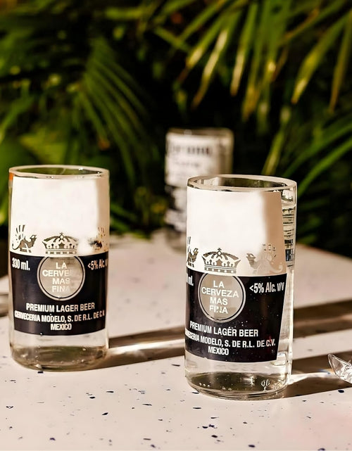 Load image into Gallery viewer, Upcycled Corona Beer Glasses Set of 2 – Handmade Eco-Friendly Barware
