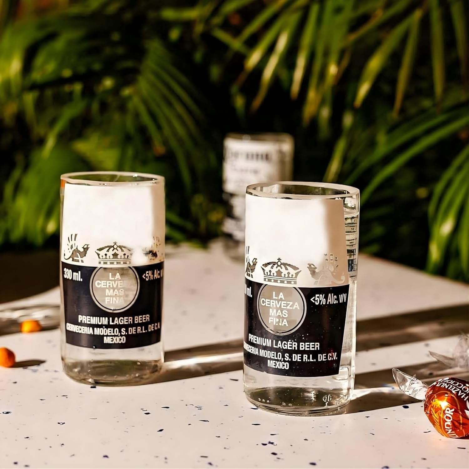 Upcycled Corona Beer Glasses Set of 2 – Handmade Eco-Friendly Barware