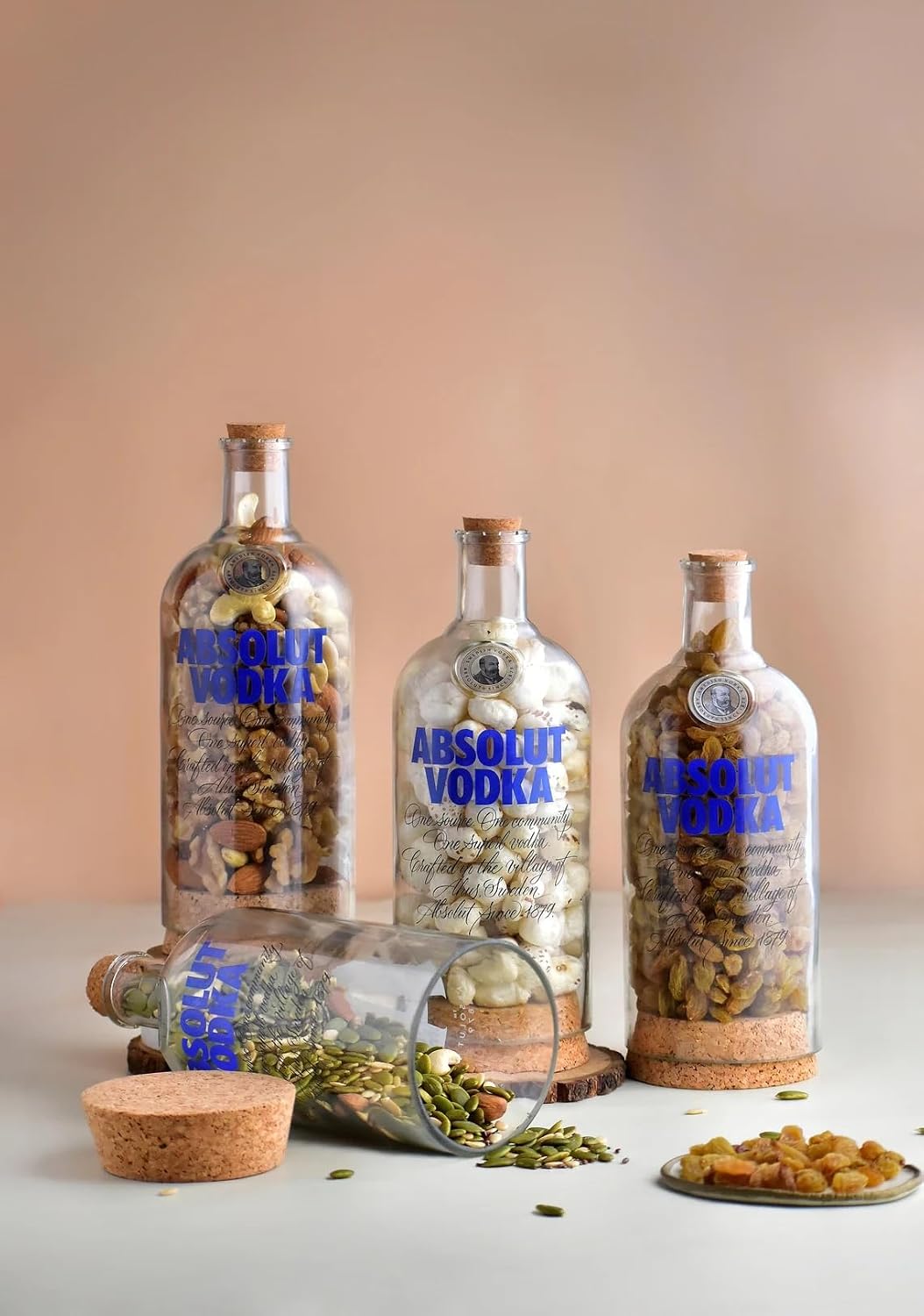 Upcycled Vodka Storage Jars Set of 2 – Handmade Glass Canisters
