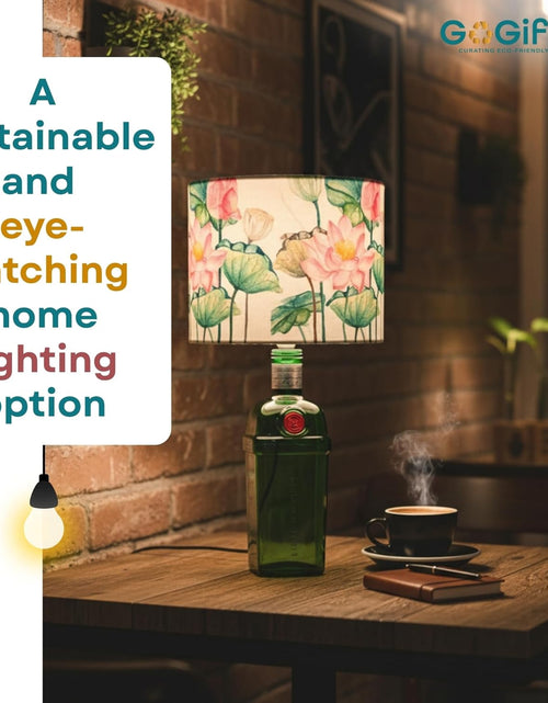Load image into Gallery viewer, Upcycled Tanqueray Bottle Lotus Shade Lamp – Handmade Gin Bottle Table Lamp
