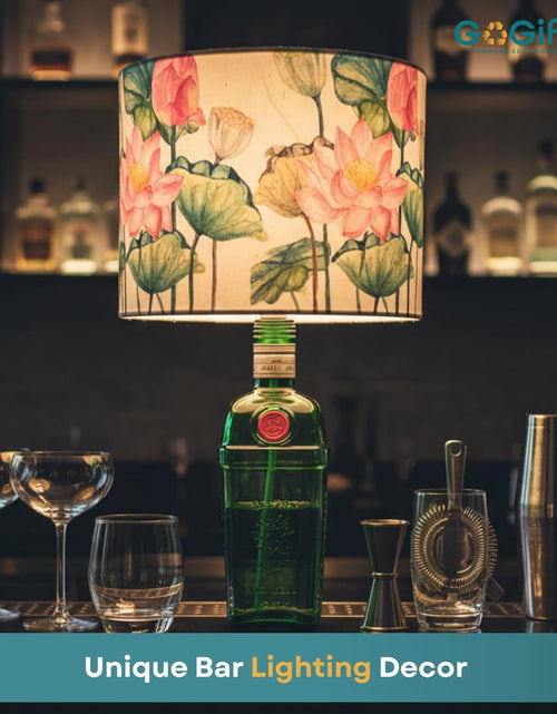 Load image into Gallery viewer, Upcycled Tanqueray Bottle Lotus Shade Lamp – Handmade Gin Bottle Table Lamp
