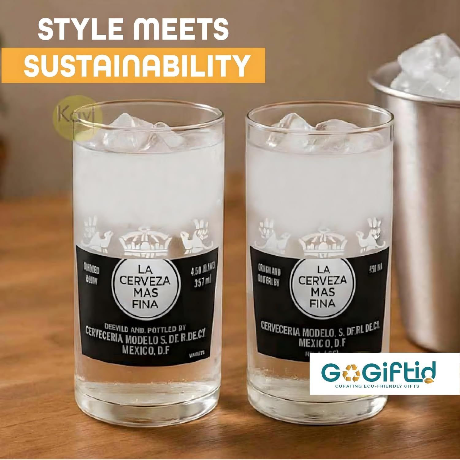 Upcycled Corona Beer Glasses Set of 2 – Handmade Eco-Friendly Barware