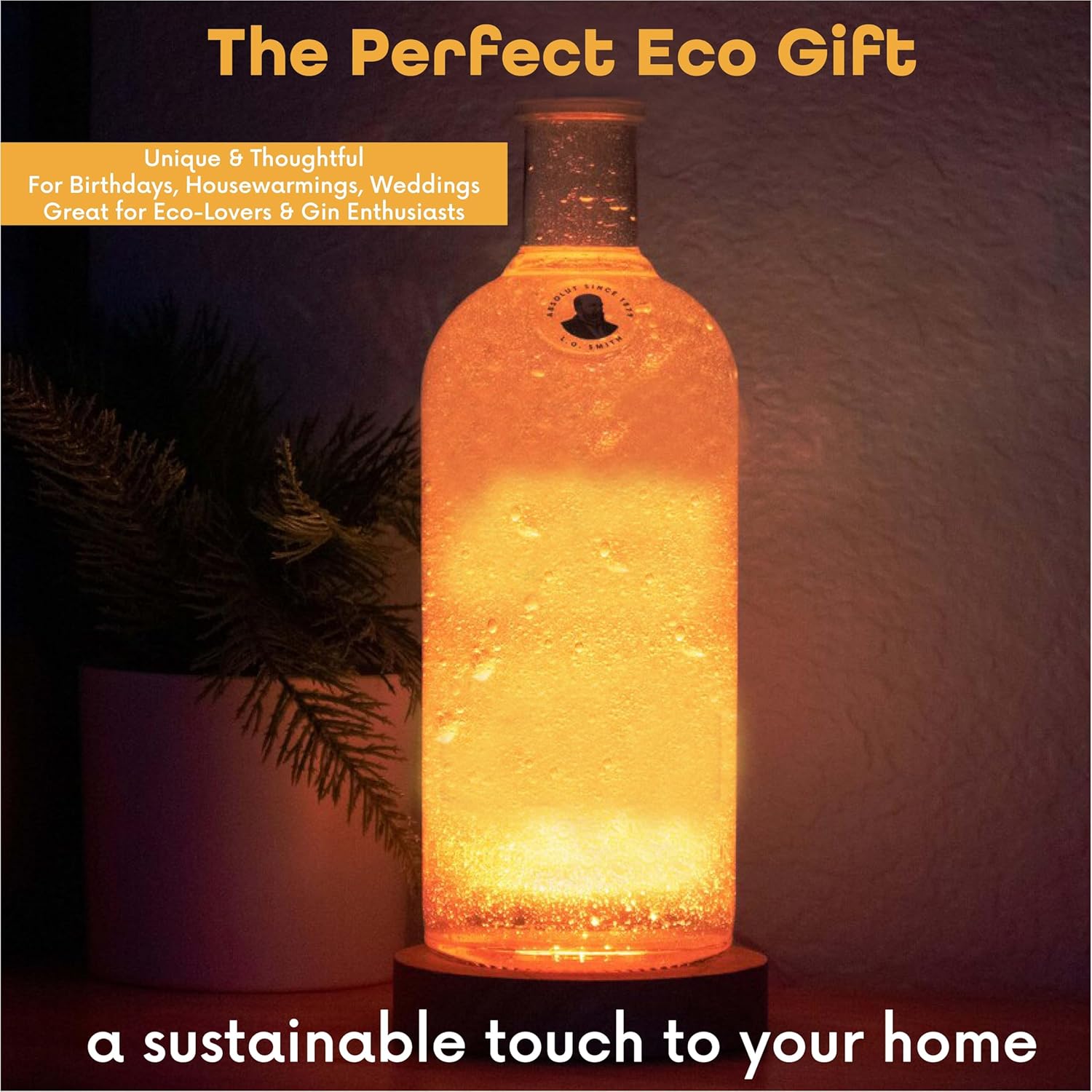 Upcycled Absolut Bottle Lamp with Gift Box – Handmade Table Lamp