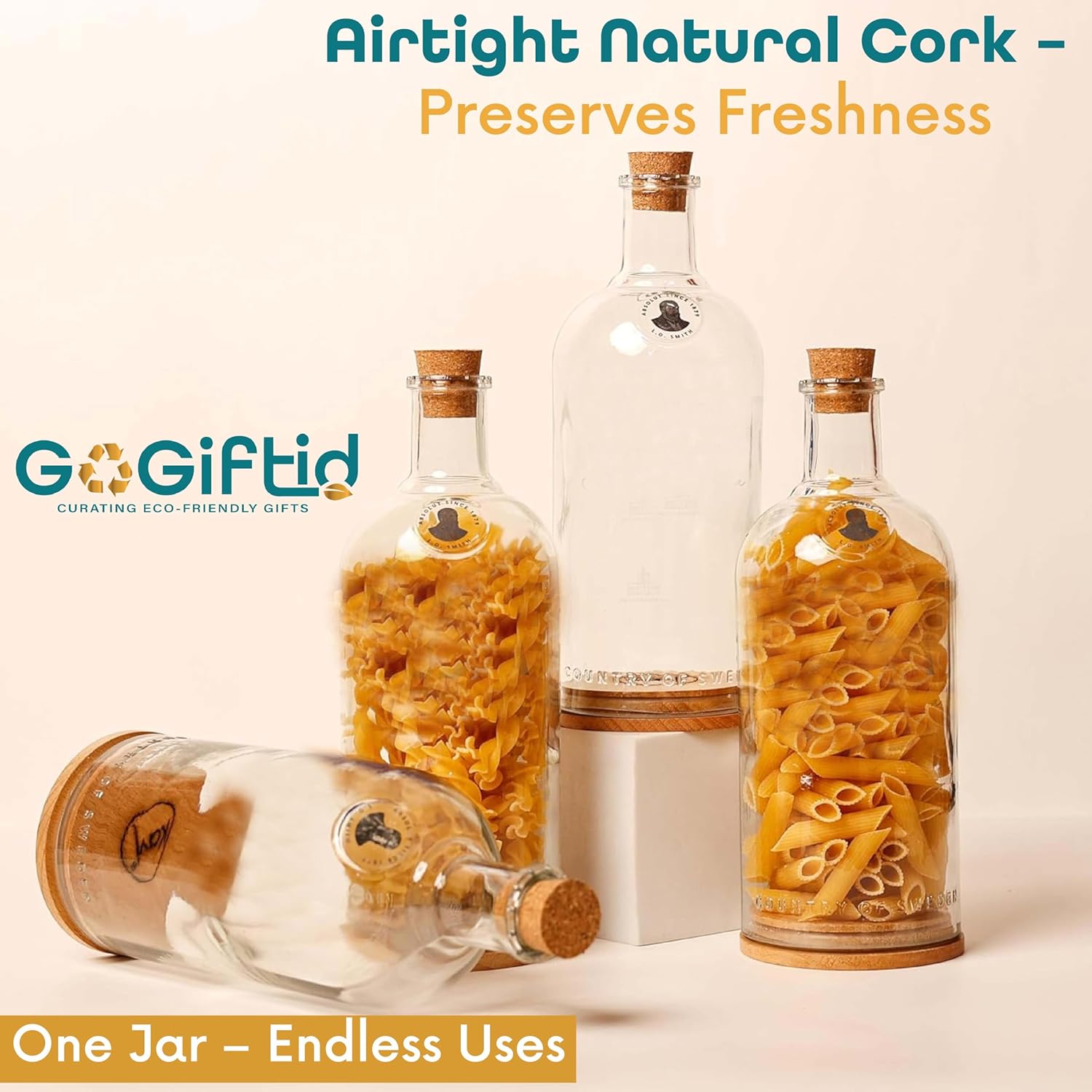Upcycled Vodka Storage Jars Set of 2 – Handmade Glass Canisters