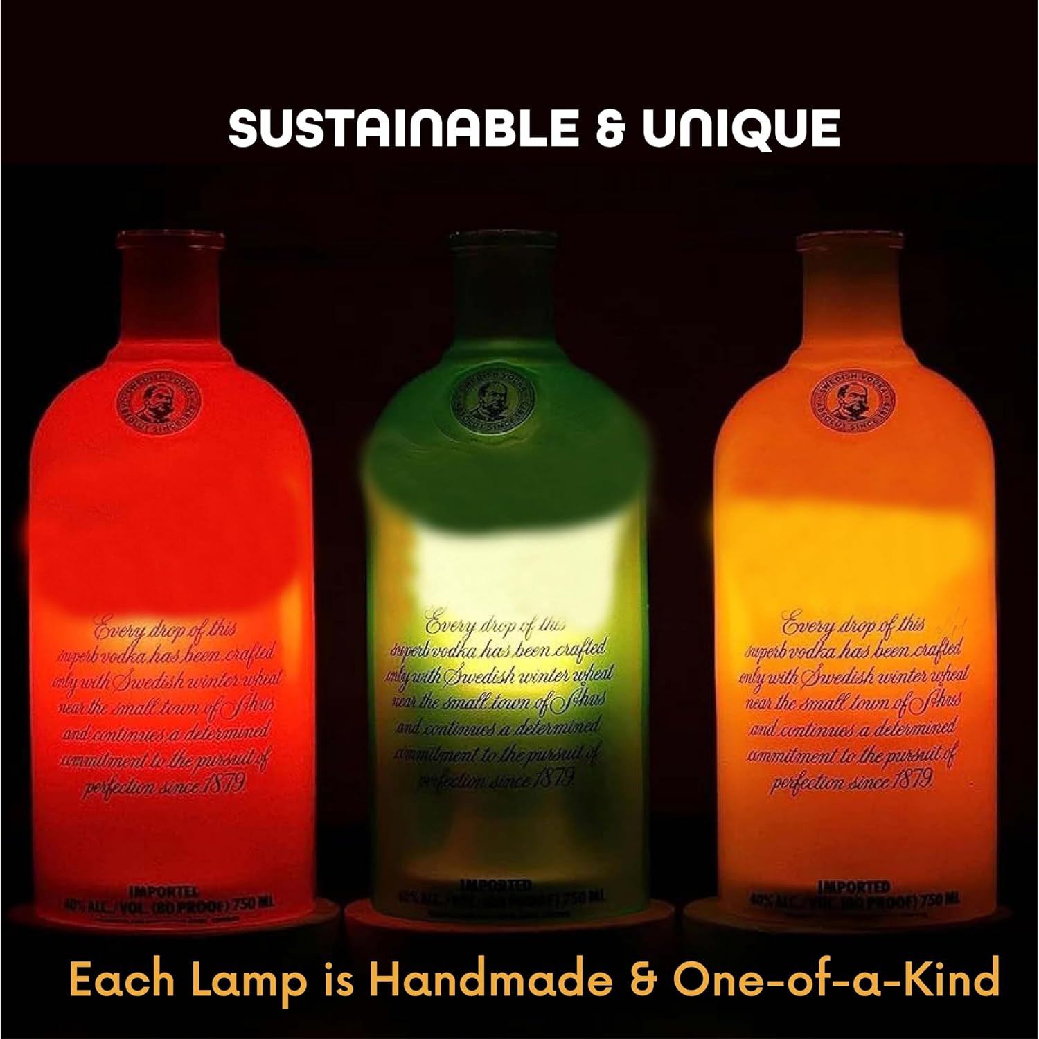 Upcycled Absolut Bottle Lamp with Gift Box – Handmade Table Lamp