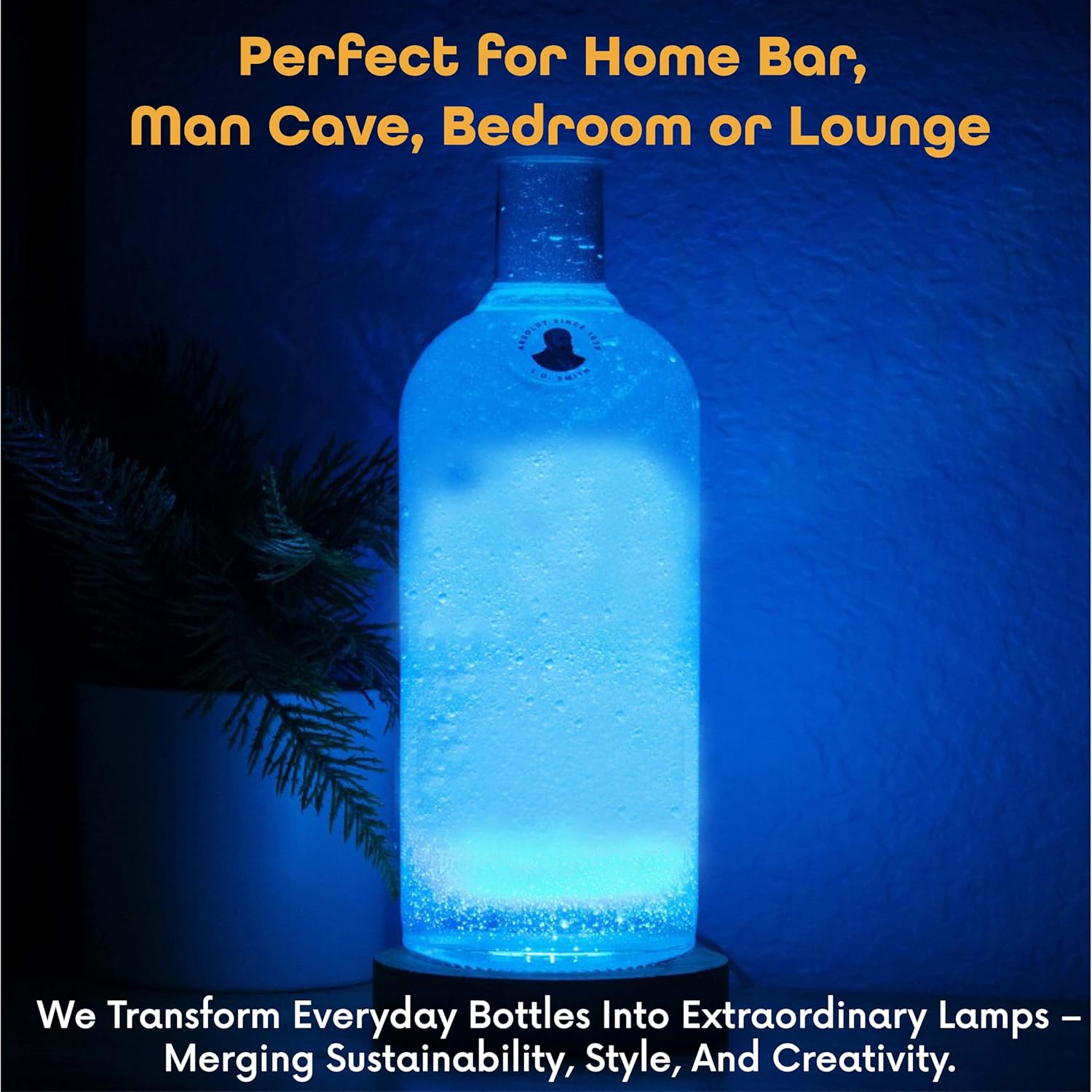 Upcycled Absolut Bottle Lamp with Gift Box – Handmade Table Lamp