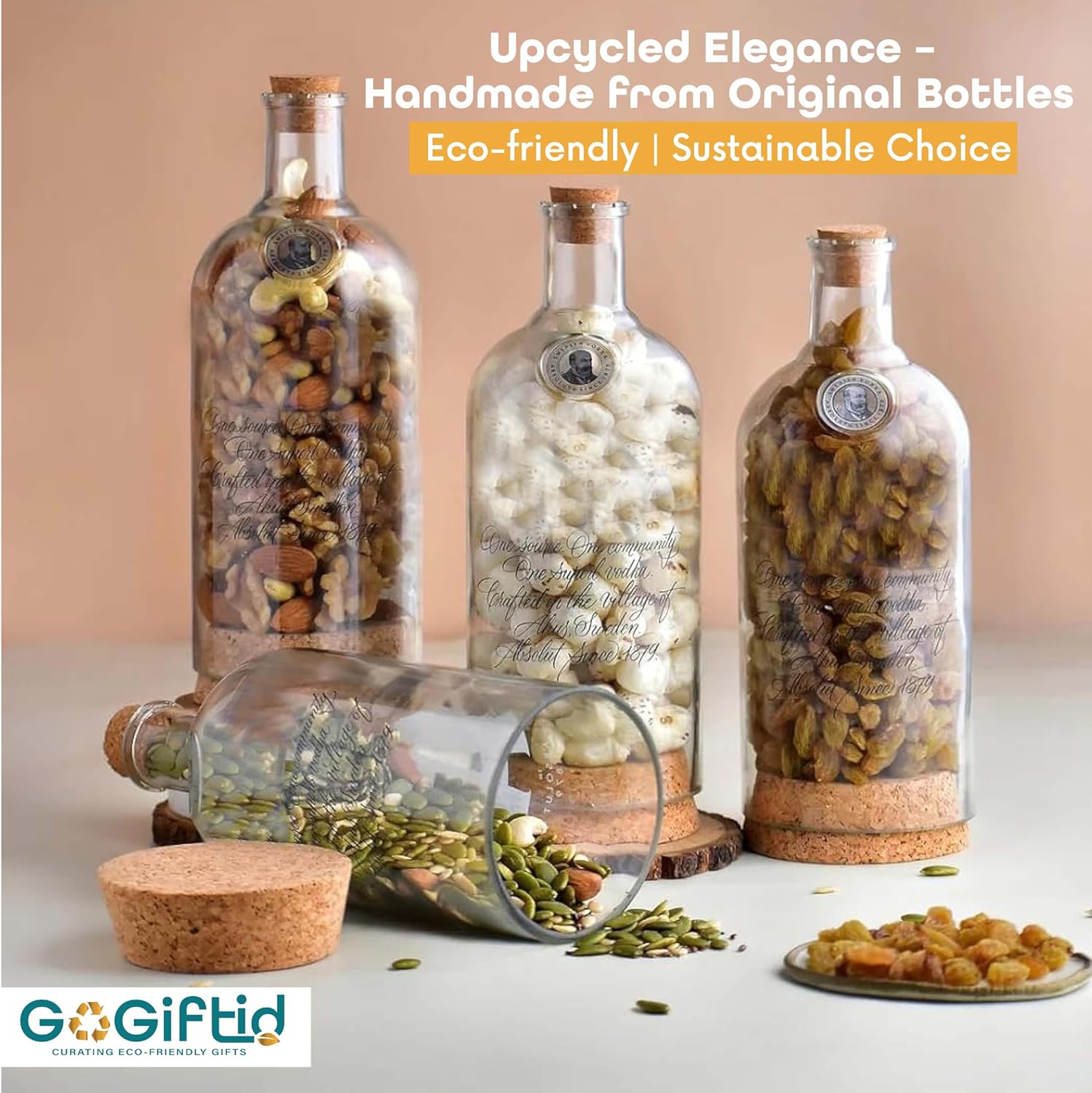 Upcycled Vodka Storage Jars Set of 2 – Handmade Glass Canisters
