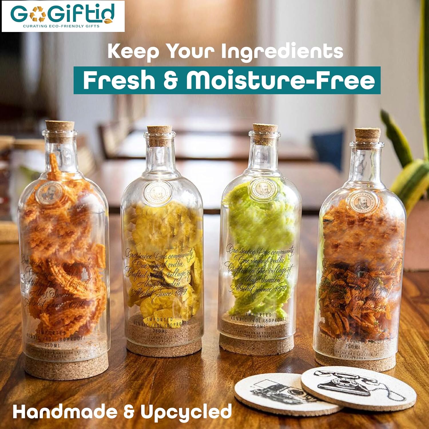 Upcycled Vodka Storage Jars Set of 2 – Handmade Glass Canisters