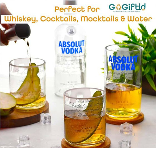 Load image into Gallery viewer, Absolut Glasses Set of 3 – Handmade Upcycled Cocktail Glassware
