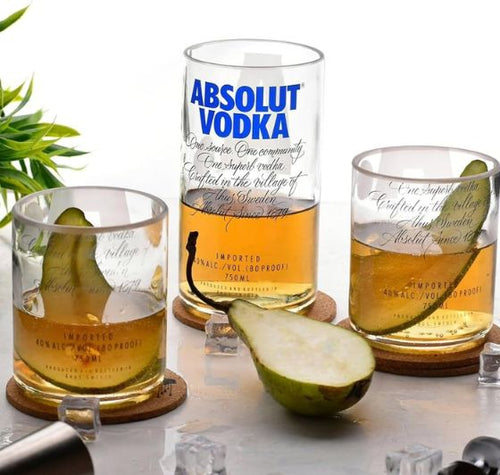 Load image into Gallery viewer, Absolut Glasses Set of 3 – Handmade Upcycled Cocktail Glassware
