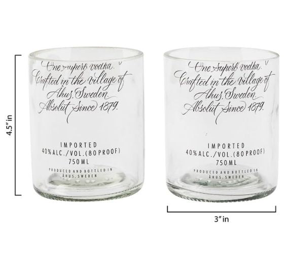 Absolut Glasses Set of 3 – Handmade Upcycled Cocktail Glassware