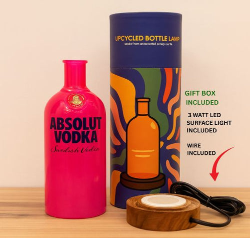 Load image into Gallery viewer, Upcycled Absolut Bottle Lamp with Gift Box – Handmade Table Lamp
