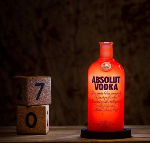 Load image into Gallery viewer, Upcycled Absolut Bottle Lamp with Gift Box – Handmade Table Lamp
