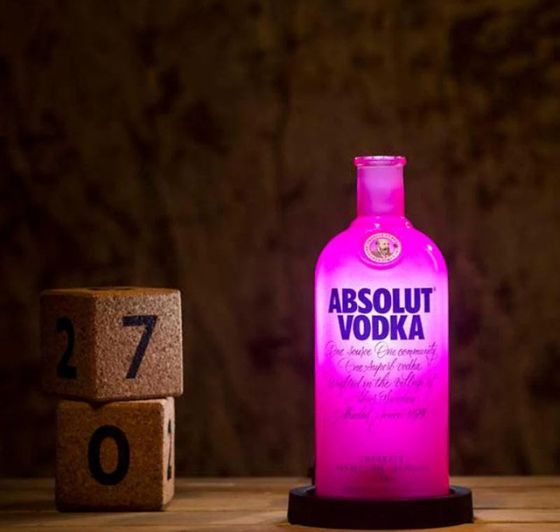 Upcycled Absolut Bottle Lamp with Gift Box – Handmade Table Lamp