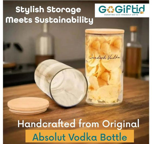 Load image into Gallery viewer, Absolut Storage Jars Set of 2 – Handmade Upcycled Glass Canisters
