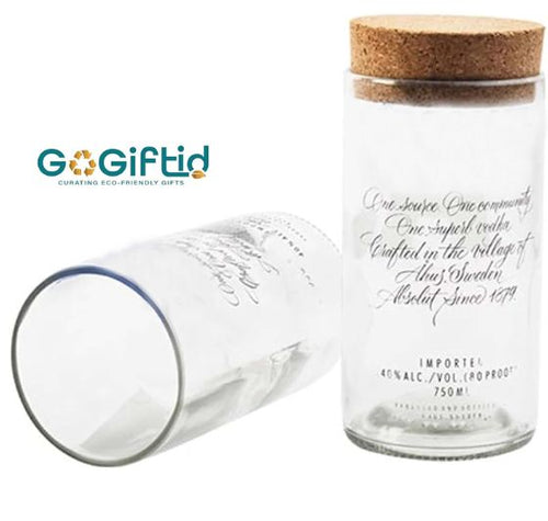 Load image into Gallery viewer, Absolut Storage Jars Set of 2 – Handmade Upcycled Glass Canisters
