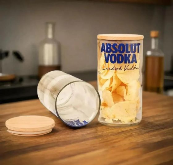 Absolut Storage Jars Set of 2 – Handmade Upcycled Glass Canisters