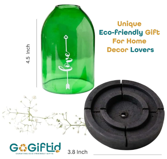 Believe Tealight Candle Holder – Handmade Recycled Glass Candle Holder with Wooden Base