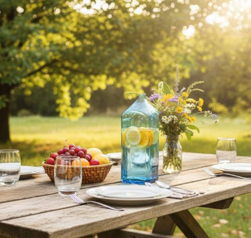 Load image into Gallery viewer, Bombay Sapphire Upcycled Glass Water Jug
